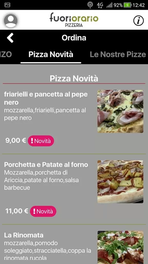 APP Fuori Orario Pizzeria - Tutto il Menu